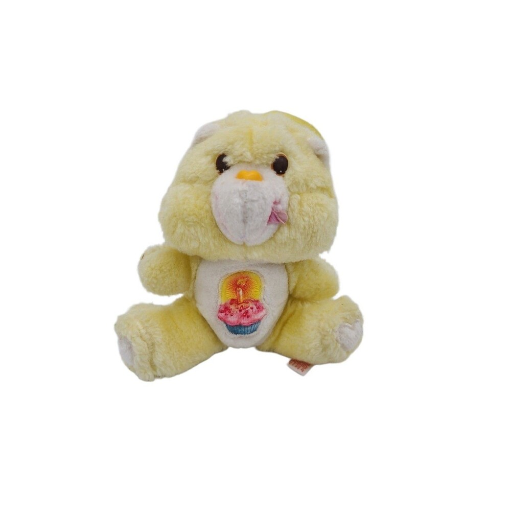 Vintage 1983 Care Bears Birthday Bear 13 Inch Kenner Yellow Plush Cupcake Retro